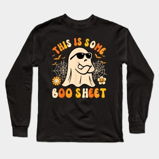 Funny Halloween Boo Ghost Costume This is Some Boo Sheet meme Long Sleeve T-Shirt